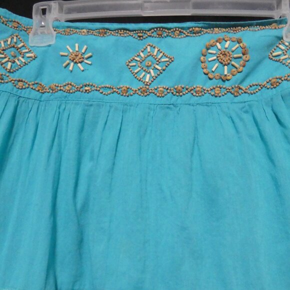 RAFAELLA | size 12 | Teal Bohemian Skirt | 100% Cotton | Zip-Up / Hook Eye Close - Picture 4 of 16